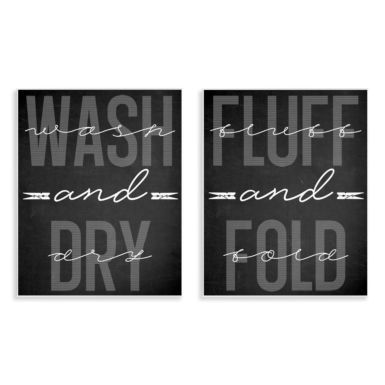 Stupell Industries Laundry Words in Black 2pc Wall Plaque Set, design by Marcus Prime